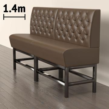 MIAMI | Gastrobänk | B:H 180 x 158 cm | Svart | Chesterfield-knapp | Läder