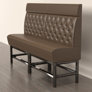 MIAMI | Gastrobänk | B:H 180 x 158 cm | Svart | Chesterfield-knapp | Läder
