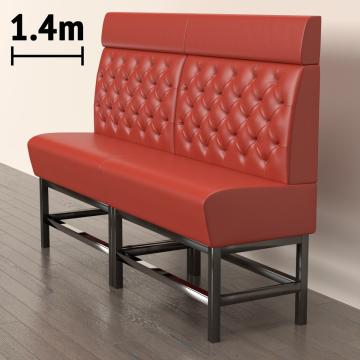 MIAMI | Gastrobänk | B:H 140 x 158 cm | Röd | Chesterfield | Läder
