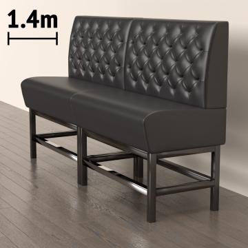 MIAMI | Gastrobänk | B:H 180 x 158 cm | Svart | Chesterfield-knapp | Läder