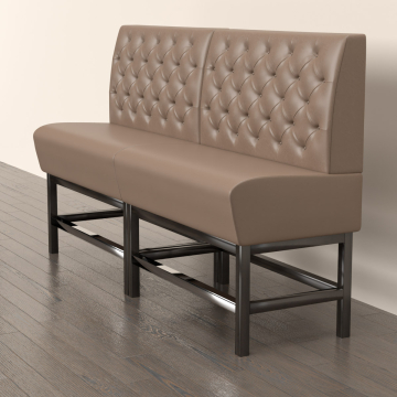 MIAMI | Gastrobänk | B:H 180 x 158 cm | Svart | Chesterfield-knapp | Läder
