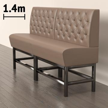 MIAMI | Gastrobänk | B:H 180 x 158 cm | Svart | Chesterfield-knapp | Läder