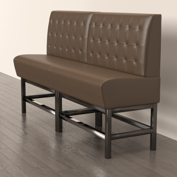 MIAMI | Gastrobänk | B:H 180 x 158 cm | Svart | Chesterfield-knapp | Läder