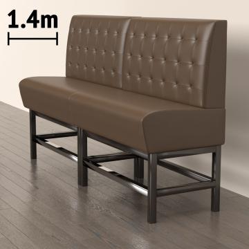 MIAMI | Gastrobänk | B:H 180 x 158 cm | Svart | Chesterfield-knapp | Läder