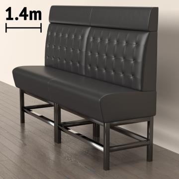 MIAMI | Gastrobänk | B:H 180 x 158 cm | Svart | Chesterfield-knapp | Läder