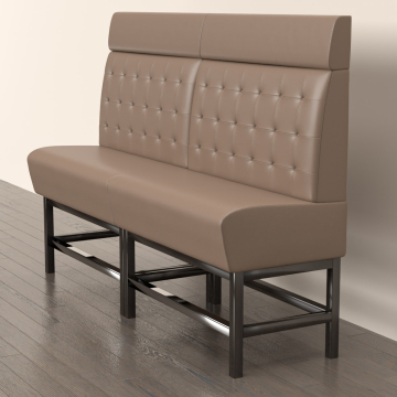 MIAMI | Gastrobänk | B:H 180 x 158 cm | Svart | Chesterfield-knapp | Läder