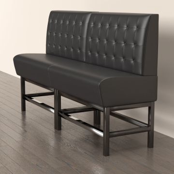 MIAMI | Gastrobänk | B:H 180 x 158 cm | Svart | Chesterfield-knapp | Läder
