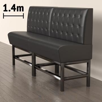 MIAMI | Gastrobänk | B:H 180 x 158 cm | Svart | Chesterfield-knapp | Läder