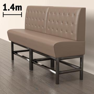 MIAMI | Gastrobänk | B:H 180 x 158 cm | Svart | Chesterfield-knapp | Läder