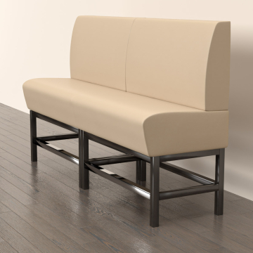 MIAMI | Panchina del ristorante | L:H 180 x 158 cm | Nero | Pulsante Chesterfield | Pelle