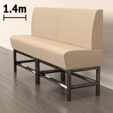 MIAMI | Panchina del ristorante | L:H 180 x 158 cm | Nero | Pulsante Chesterfield | Pelle