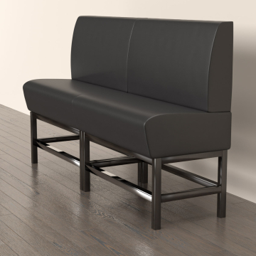 MIAMI | Panchina del ristorante | L:H 180 x 158 cm | Nero | Pulsante Chesterfield | Pelle