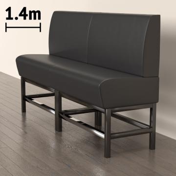 MIAMI | Panchina del ristorante | L:H 180 x 158 cm | Nero | Pulsante Chesterfield | Pelle