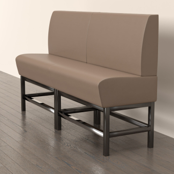 MIAMI | Panchina del ristorante | L:H 180 x 158 cm | Nero | Pulsante Chesterfield | Pelle