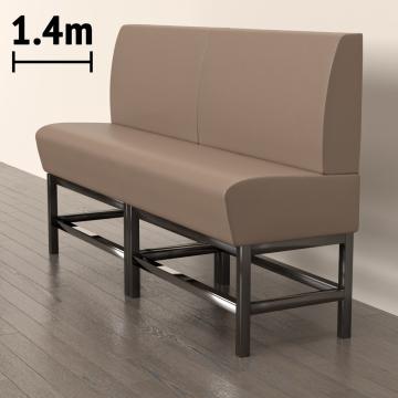 MIAMI | Panchina del ristorante | L:H 180 x 158 cm | Nero | Pulsante Chesterfield | Pelle