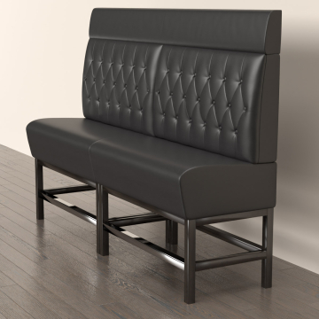 MIAMI | Gastro Hochbank | B:H 180 x 158 cm | Schwarz | Chesterfield Raute | Leder