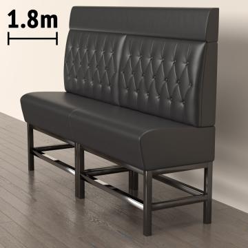 MIAMI | Gastro Hochbank | B:H 180 x 158 cm | Schwarz | Chesterfield Raute | Leder