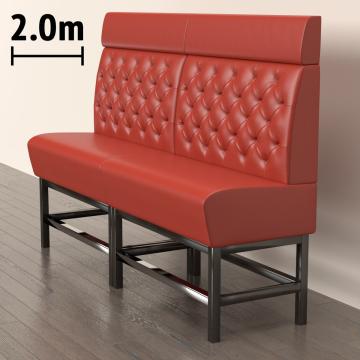 MIAMI | Gastrobänk | B:H 200 x 158 cm | Röd | Chesterfield | Läder