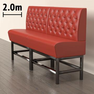 MIAMI | Gastrobänk | B:H 200 x 133 cm | Röd | Chesterfield | Läder