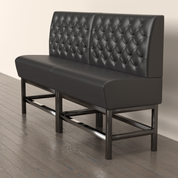 MIAMI | Gastrobänk | B:H 200 x 133 cm | Svart | Chesterfield | Läder