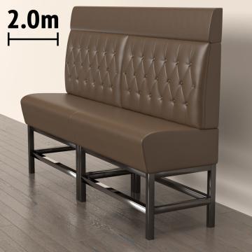 MIAMI | Gastro Hochbank | B:H 200 x 158 cm | Braun | Chesterfield Raute | Leder