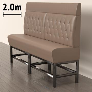 MIAMI | Gastro Hochbank | B:H 200 x 158 cm | Taupe | Chesterfield Raute | Leder