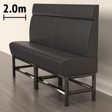 MIAMI | Gastro Hochbank | B:H 200 x 158 cm | Schwarz | Glatt | Leder