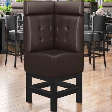 MIAMI | Gastro hoge bank | B:H 64 x 158 cm | Donkerbruin | Chesterfield knop | Leer