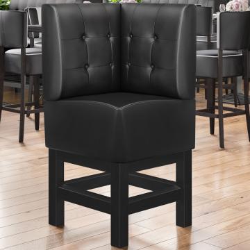 MIAMI | Gastro hoge bank | B:H 64 x 133 cm | Zwart | Chesterfield Knop | Leer