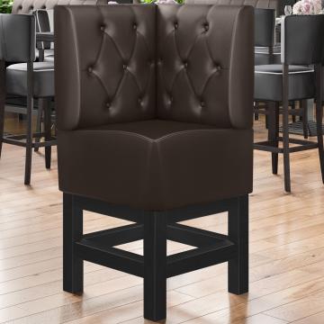 MIAMI | Gastro hoge bank | B:H 64 x 133 cm | Donkerbruin | Chesterfield ruit | Leer