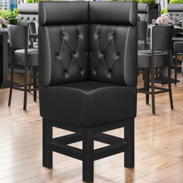 MIAMI | Gastro hoge bank | B:H 64 x 158 cm | Zwart | Chesterfield ruit | Leer