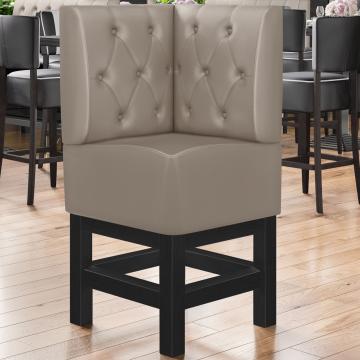 MIAMI | Gastro hoge bank | B:H 64 x 133 cm | Taupe | Chesterfield ruit | Leer