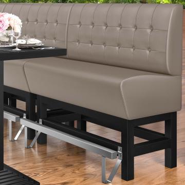 MIAMI | Hög restaurangsoffa | B:H 100 x 133 cm | Taupe | Chesterfield-knapp | Läder