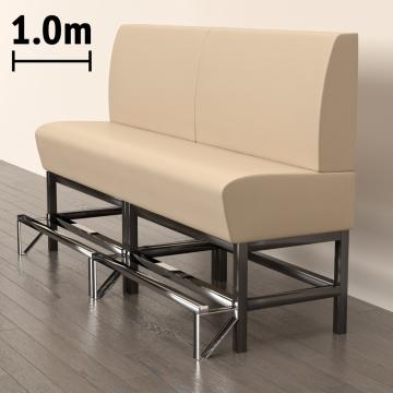 MIAMI | Counter Height Banquette Bench | W:H 100 x 133 cm | Cream | Smooth | Leather