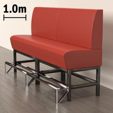 MIAMI | Counter Height Banquette Bench | W:H 100 x 133 cm | Red | Smooth | Leather