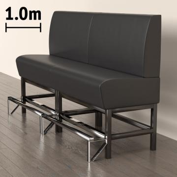MIAMI | Counter Height Banquette Bench | W:H 100 x 133 cm | Black | Smooth | Leather