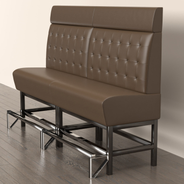 MIAMI | Gastrobänk | B:H 140 x 158 cm | Brun | Chesterfield-knapp | Läder