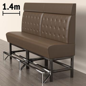 MIAMI | Gastrobänk | B:H 140 x 158 cm | Brun | Chesterfield-knapp | Läder