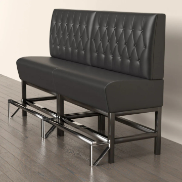 MIAMI | Panchina del ristorante | L:H 140 x 133 cm | Nero | Rombo Chesterfield | Pelle