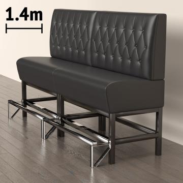 MIAMI | Panchina del ristorante | L:H 140 x 133 cm | Nero | Rombo Chesterfield | Pelle