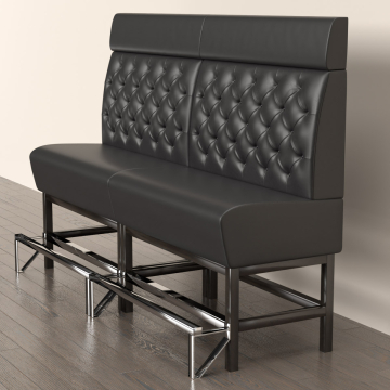 MIAMI | Gastro Hochbank | B:H 180 x 158 cm | Schwarz | Chesterfield | Leder
