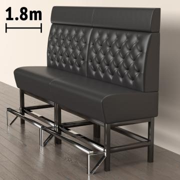 MIAMI | Gastro Hochbank | B:H 180 x 158 cm | Schwarz | Chesterfield | Leder