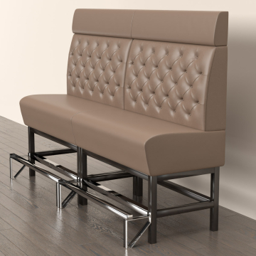 MIAMI | Gastro Hochbank | B:H 180 x 158 cm | Taupe | Chesterfield | Leder