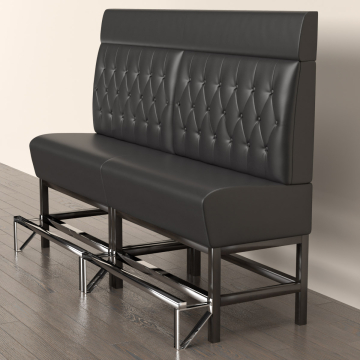MIAMI | Gastro Hochbank | B:H 180 x 158 cm | Schwarz | Chesterfield Raute | Leder
