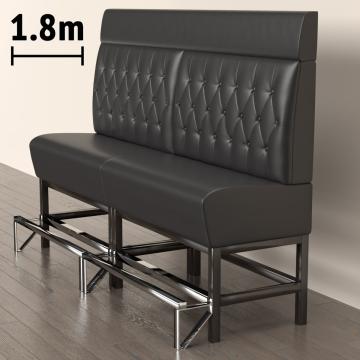 MIAMI | Gastro Hochbank | B:H 180 x 158 cm | Schwarz | Chesterfield Raute | Leder