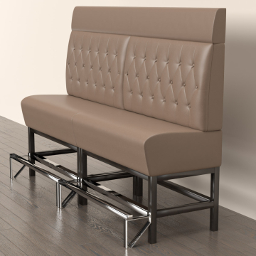 MIAMI | Gastro Hochbank | B:H 180 x 158 cm | Taupe | Chesterfield Raute | Leder