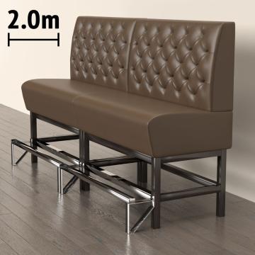MIAMI | Gastrobänk | B:H 200 x 133 cm | Brun | Chesterfield | Läder