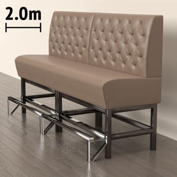 MIAMI | Gastrobänk | B:H 200 x 133 cm | Taupe | Chesterfield | Läder