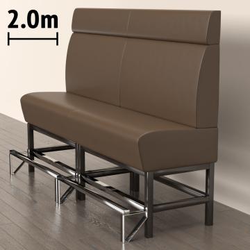 MIAMI | Gastro Hochbank | B:H 200 x 158 cm | Braun | Glatt | Leder