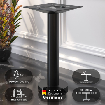 MILAN | Bistro table base | Black | Foot: Ø 18 cm | Column: 7.6 x 69 cm | Floor mounting